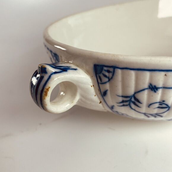 F Winkle FW & Co Danish Oval Vegetable Salad Serving Bowl Dish Flow Blue 9.5"x7" - Picture 8 of 14